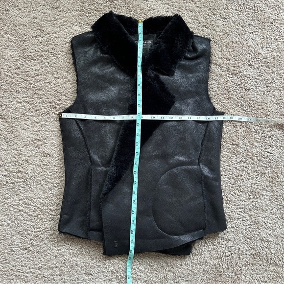 FC Jeans Black Faux Leather Faux Fur Vest Size 4 - Picture 8 of 8